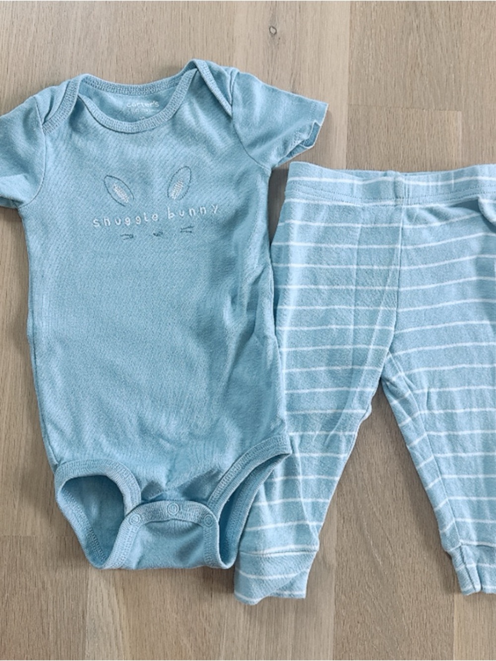 Carter's Blue "Snuggle Bunny" One-Piece and Pants Set